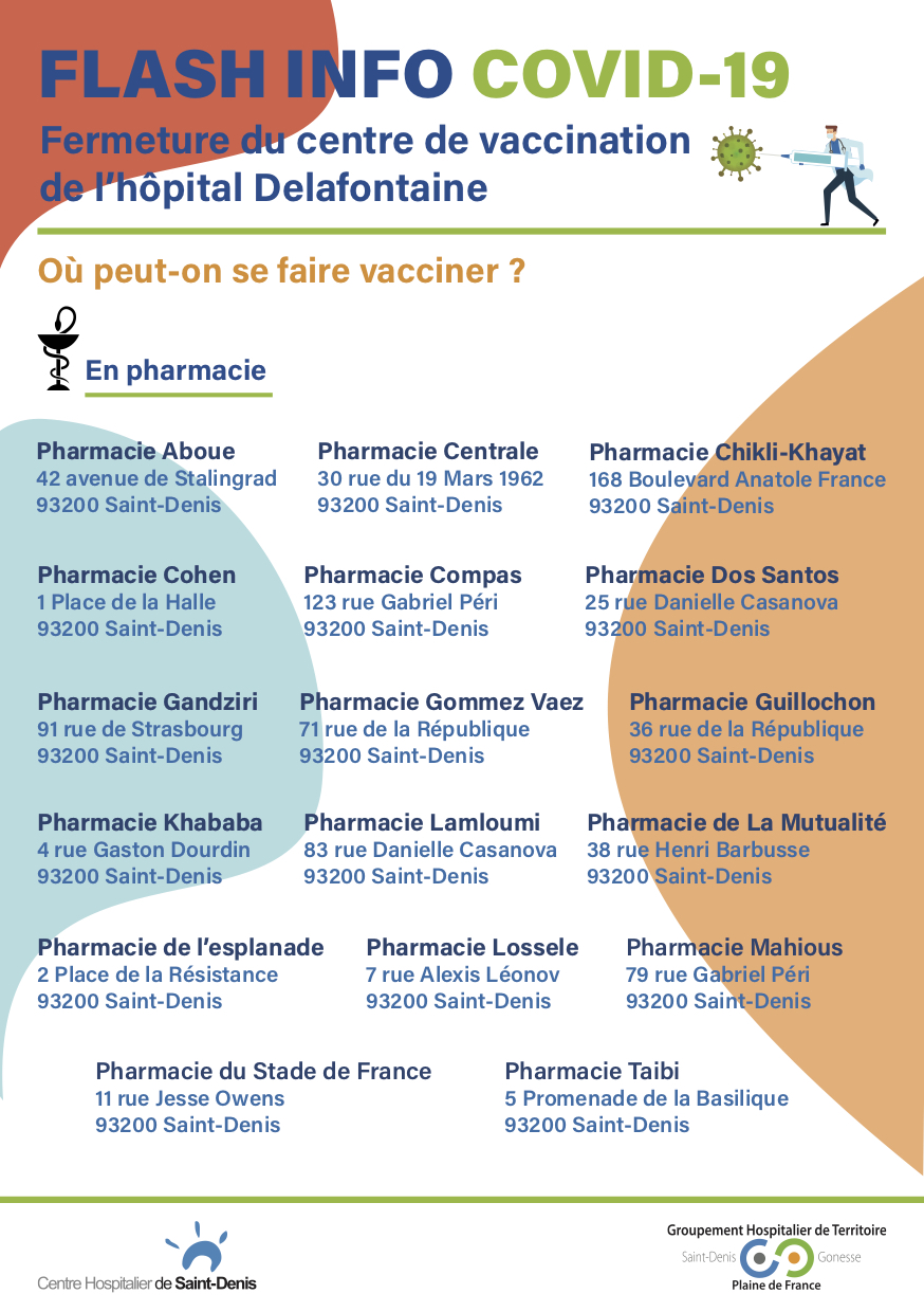 flyer fermeture du centre de vaccination - recto