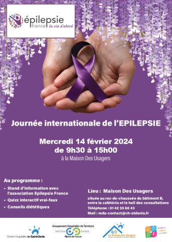 affiche journée épilepsie mercredi 14 février de 9h30 à 15h à la MDU