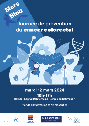 affiche mars bleu le 12 mars de 10h à 17h dans le hall